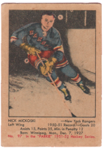 1951-52 Parkhurst #97 Nick Mickoski RC Rookie howe richard sawchuck